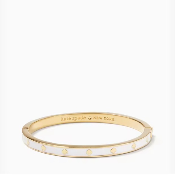 NWT, Spot The Spade Enamel Hinged Bangle, White, - Picture 4 of 11